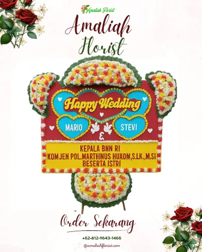 Karangan Papan Bunga Pernikahan di Singajaya